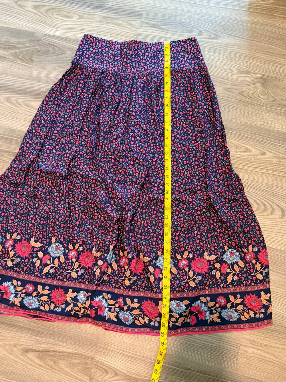 Natural Life Maxi Skirt Side Slit Smocked Back Boho Cottagecore Prairie size XL - Picture 3 of 7